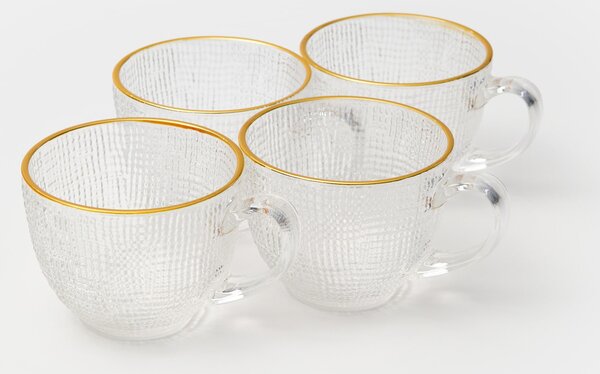 Sinsay - Set staklenih šalica s reljefom i zlatnim rubom 4 pack