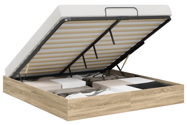 Otomanski krevet s pohranom Sonoma hrast 203 x 160 x 25 cm - Smeđa / 203 x 160 x 25 cm