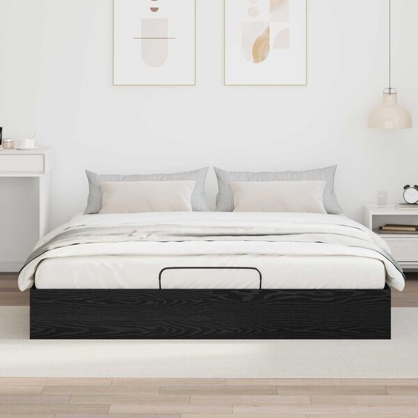 Otomanski krevet s pohranom Crni Hrast 203 x 160 x 25 cm - Crna / 203 x 160 x 25 cm