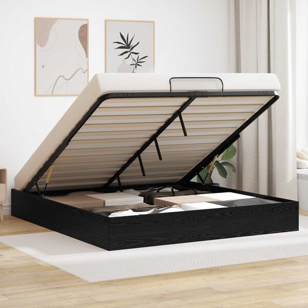 Otomanski krevet s pohranom Crni Hrast 203 x 160 x 25 cm - Crna / 203 x 160 x 25 cm