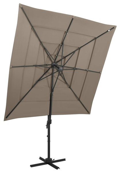 Vrtni suncobran s 4 razine i stupom 250 x 250 cm smeđesivi - Tupe / N/A