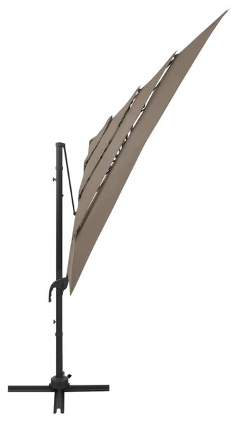 Vrtni suncobran s 4 razine i stupom 250 x 250 cm smeđesivi - Tupe / N/A