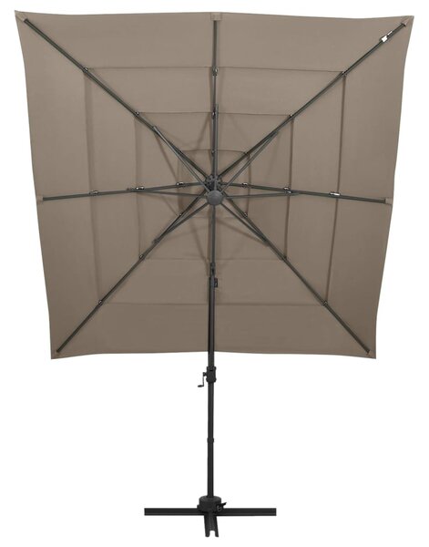 Vrtni suncobran s 4 razine i stupom 250 x 250 cm smeđesivi - Tupe / N/A
