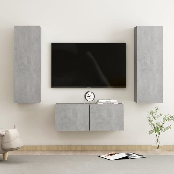 VidaXL 3-dijelni set TV ormarića siva boja betona od iverice