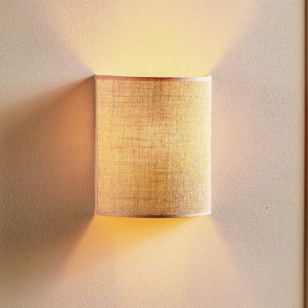 Euluna zidna lampa od jute, smeđa, tekstil, 24 cm visine, E27, prigušiva, Smeđa / hrđa, Dnevni boravak/blagovaonica, Tkanina / tekstil