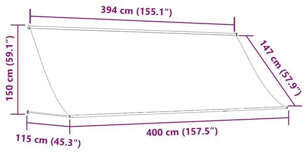 Tenda na uvlačenje 400 x 150 cm žuto-bijela - Žuta / 400 x 150 cm