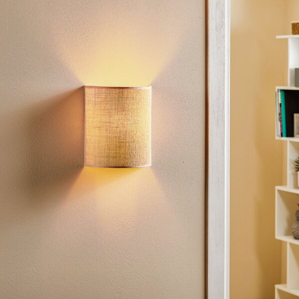 Euluna zidna lampa od jute, smeđa, tekstil, 24 cm visine, E27, prigušiva, Smeđa / hrđa, Dnevni boravak/blagovaonica, Tkanina / tekstil