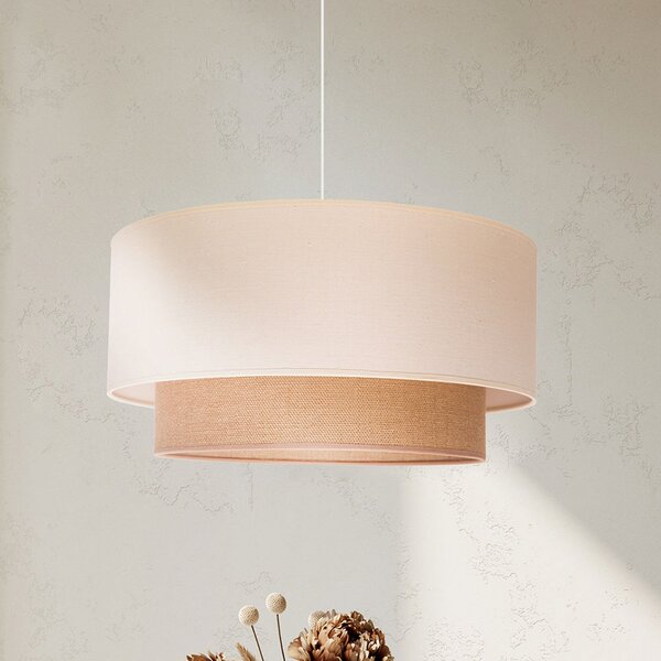 Euluna Boho viseća lampa, ekru/smeđa, Ø 45 cm, tkanina, prigušiva, Bež, Dnevni boravak/blagovaonica, Tkanina / tekstil