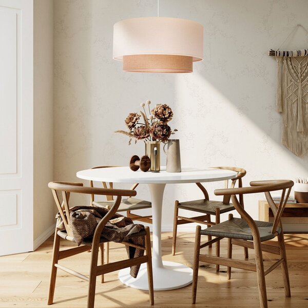Euluna Boho viseća lampa, ekru/smeđa, Ø 45 cm, tkanina, prigušiva, Bež, Dnevni boravak/blagovaonica, Tkanina / tekstil