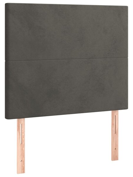 Box spring krevet s madracem tamnosivi 90x200 cm baršunasti - Siva / 90 x 200 cm