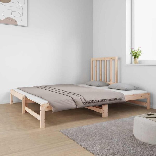 Dnevni ležaj na izvlačenje 2 x (90x190) cm od masivne borovine - Smeđa / 90 x 190 cm