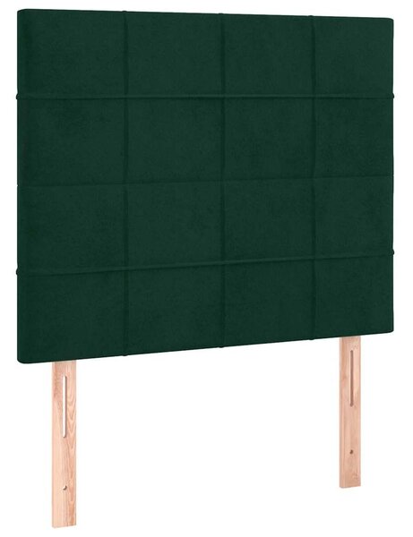 Krevet box spring s madracem LED tamnozeleni 120x200 cm baršun - Zelena / 120 x 200 cm