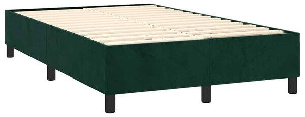 Krevet box spring s madracem LED tamnozeleni 120x200 cm baršun - Zelena / 120 x 200 cm