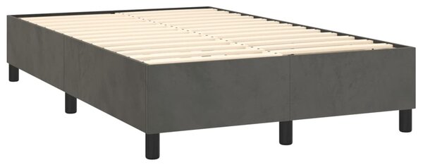 Krevet box spring s madracem LED tamnosivi 120 x 200 cm baršun - Siva / 120 x 200 cm