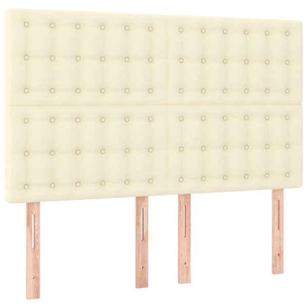 Krevet box spring s madracem LED krem 140x190cm od umjetne kože - Krema / 140 x 190 cm
