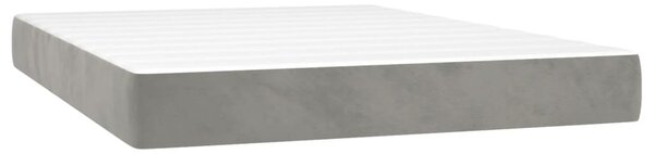Krevet box spring s madracem LED svjetlosivi 140x200 cm baršun - Siva / 140 x 200 cm