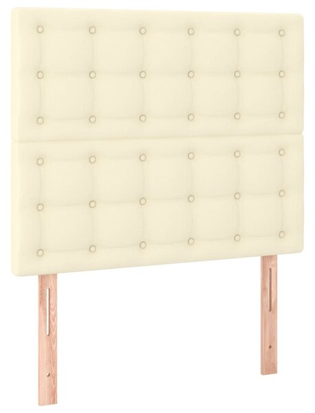 Krevet box spring s madracem LED krem 90x190 cm od umjetne kože - Krema / 90 x 190 cm