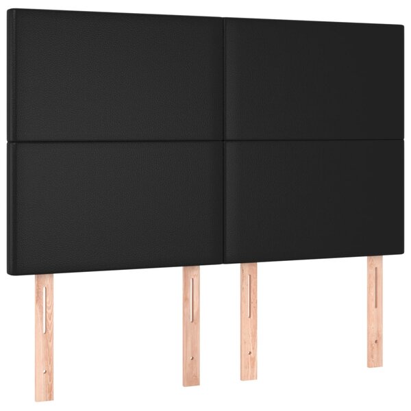 Krevet box spring s madracem LED crni 140 x 190 cm umjetna koža - Crna / 140 x 190 cm