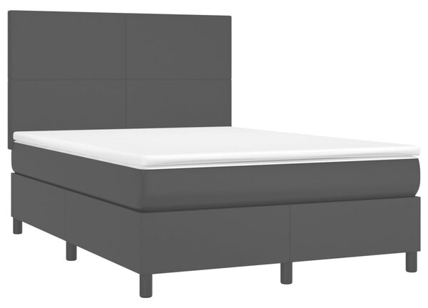 Krevet box spring s madracem LED crni 140 x 190 cm umjetna koža - Crna / 140 x 190 cm