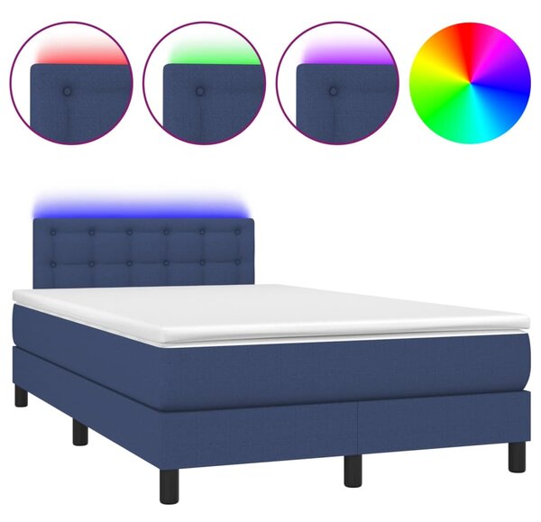 Krevet box spring s madracem LED plavi 120 x 200 cm od tkanine - Plava / 120 x 200 cm