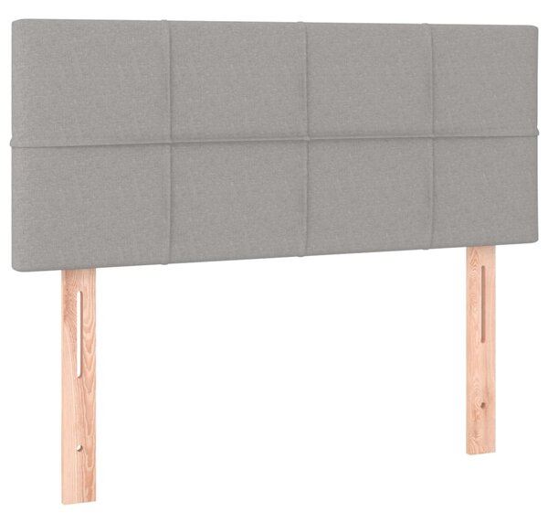 Krevet box spring s madracem LED svjetlosivi 120x200 cm tkanina - Siva / 120 x 200 cm