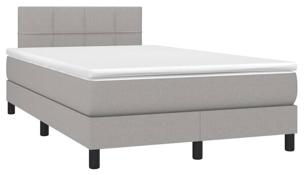 Krevet box spring s madracem LED svjetlosivi 120x200 cm tkanina - Siva / 120 x 200 cm