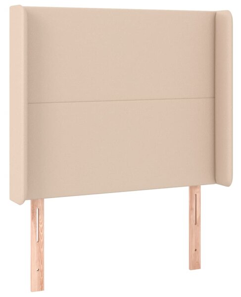 Krevet box spring madrac LED cappuccino 100x200cm umjetna koža - Smeđa / 100 x 200 cm