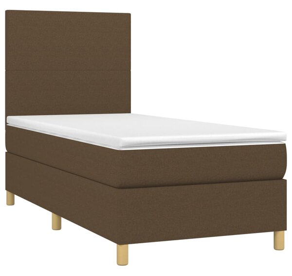 Krevet box spring s madracem LED tamnosmeđi 80 x 200 cm tkanina - Smeđa / 80 x 200 cm