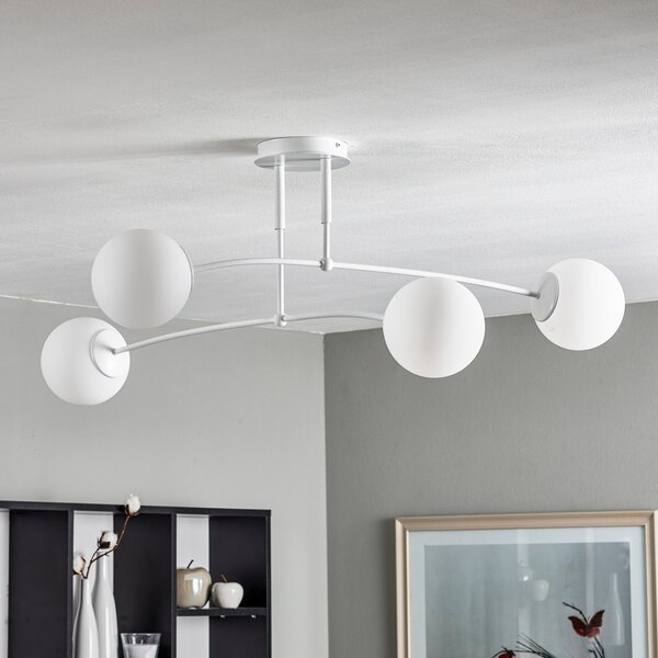 EMIBIG LIGHTING Stropna svjetiljka Pregos 4, četiri žarulje, bijela, prigušiva, Bijela, Područje hodnika, Metal
