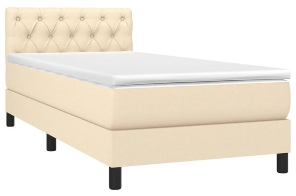 Krevet box spring s madracem LED krem 80 x 200 cm od tkanine - Krema / 80 x 200 cm