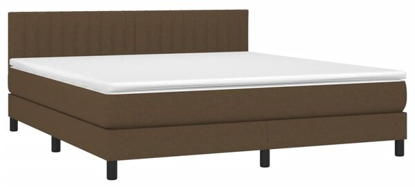 Krevet box spring s madracem LED tamnosmeđi 160x200 cm tkanina - Smeđa / 160 x 200 cm