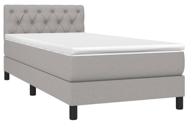 Krevet box spring s madracem LED svjetlosivi 80x200 cm tkanina - Siva / 80 x 200 cm