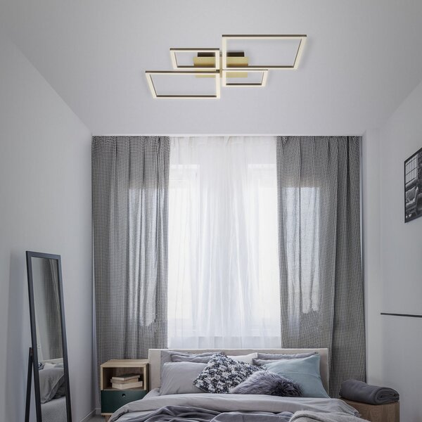 Briloner LED stropna svjetiljka Frame, zlatna, prigušiva, 4 žarulje, prigušiva, Zlato / mjed, Dnevni boravak/blagovaonica, Metal, Strop s više plamena