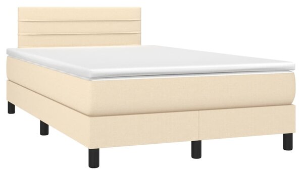 Krevet box spring s madracem LED krem 120 x 200 cm od tkanine - Krema / 120 x 200 cm