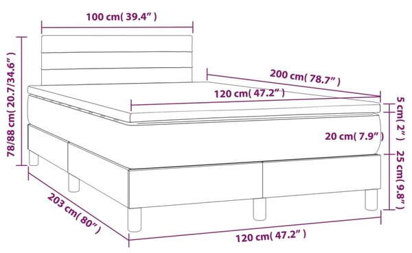 Krevet box spring s madracem LED krem 120 x 200 cm od tkanine - Krema / 120 x 200 cm