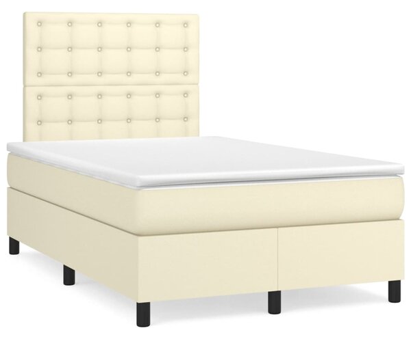 Krevet s oprugama i madracem krem 120x200 cm od umjetne kože - Krema / 120 x 200 cm