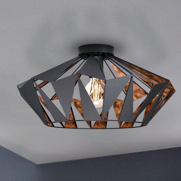 EGLO Carlton stropna svjetiljka, Ø 47 cm, crna/bakar, prigušiva, Crno, Dnevni boravak/blagovaonica, Metal