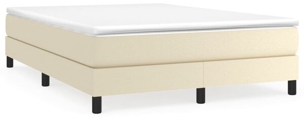Krevet s oprugama i madracem krem 140 x 190 cm od umjetne kože - Krema / 140 x 190 cm