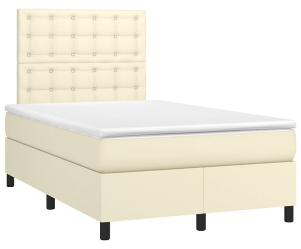 Krevet s oprugama i madracem krem 120x200 cm od umjetne kože - Krema / 120 x 200 cm