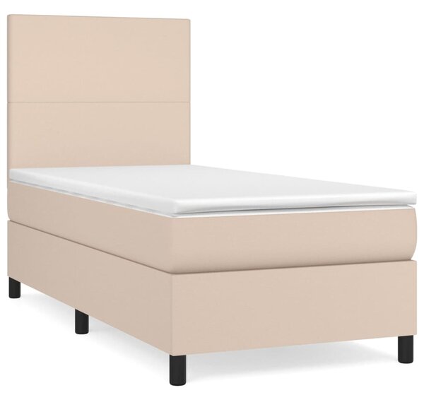 Krevet s oprugama i madrac cappuccino 100x200cm od umjetne kože - Smeđa / 100 x 200 cm