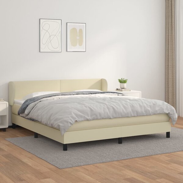 Krevet s oprugama i madracem krem 160x200 cm od umjetne kože - Krema / 160 x 200 cm