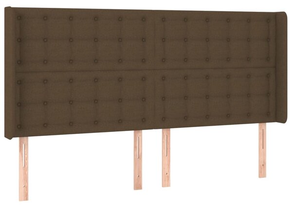 Krevet box spring s madracem LED tamnosmeđi 200x200 cm tkanina - Smeđa / 200 x 200 cm