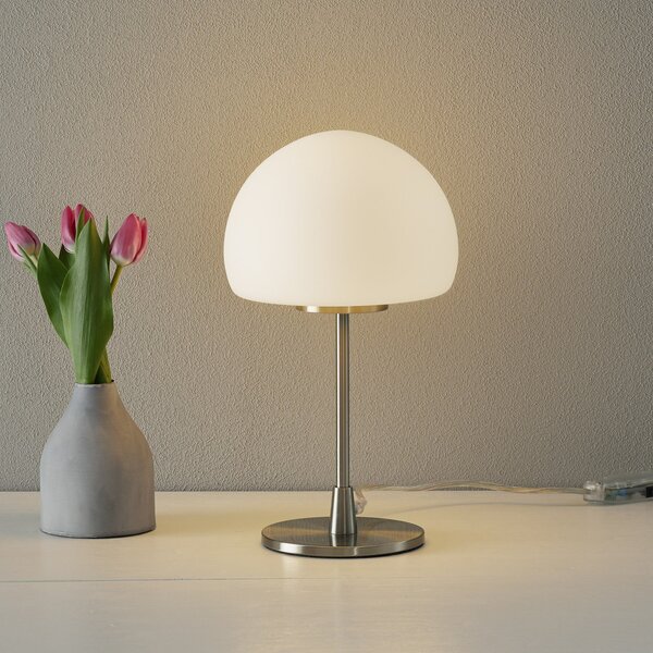 Fabas Luce Gaia Velika stolna lampa s funkcijom dodira, bijela, Sivo, spavaća soba, Metal
