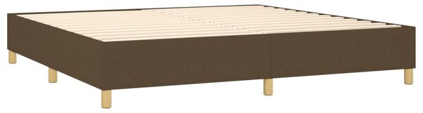 Krevet box spring s madracem LED tamnosmeđi 200x200 cm tkanina - Smeđa / 200 x 200 cm