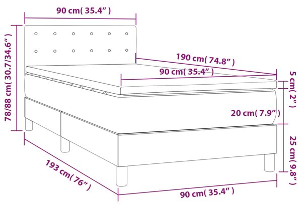 Krevet s oprugama i madracem krem 90 x 190 cm od umjetne kože - Krema / 90 x 190 cm