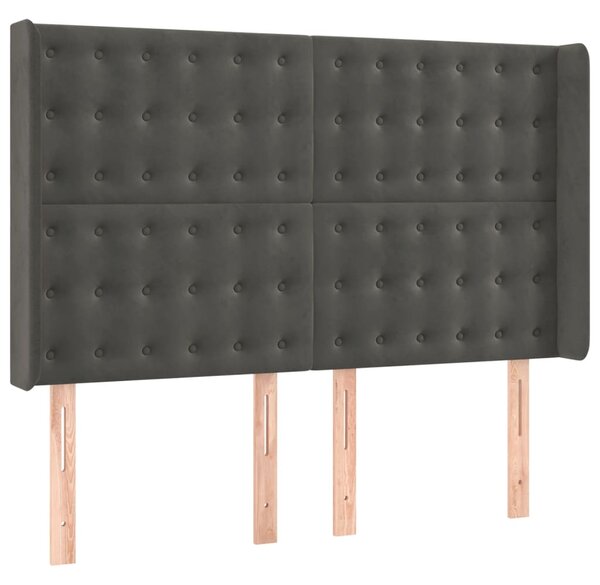 Krevet box spring s madracem LED tamnosivi 140x200 cm baršun - Siva / 140 x 200 cm