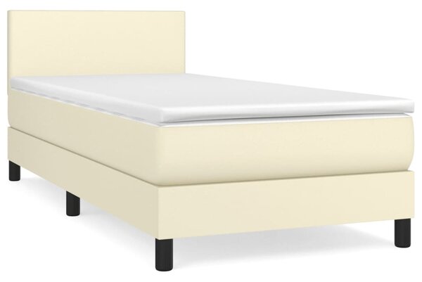 Krevet s oprugama i madracem krem 80 x 200 cm od umjetne kože - Krema / 80 x 200 cm