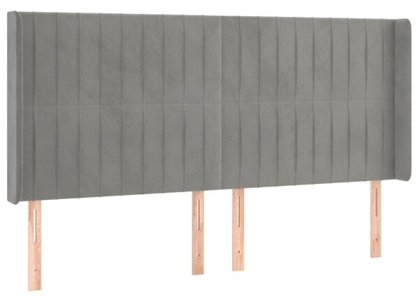 Krevet box spring s madracem LED svjetlosivi 160x200 cm baršun - Siva / 160 x 200 cm
