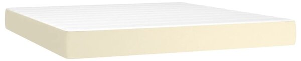 Krevet box spring s madracem LED krem 180x200cm od umjetne kože - Krema / 180 x 200 cm