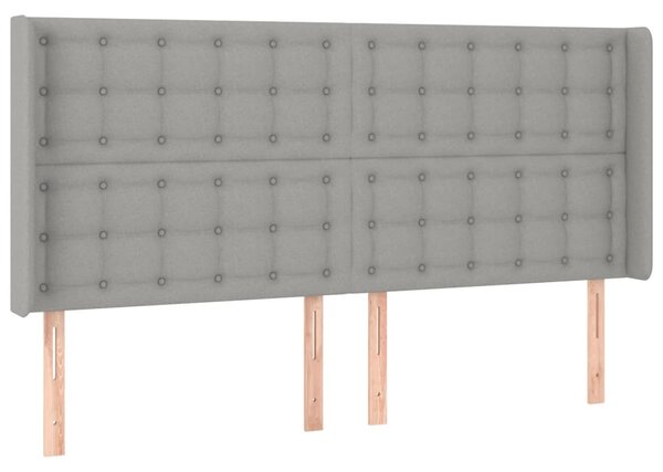 Krevet box spring s madracem LED svjetlosivi 180x200 cm tkanina - Siva / 180 x 200 cm